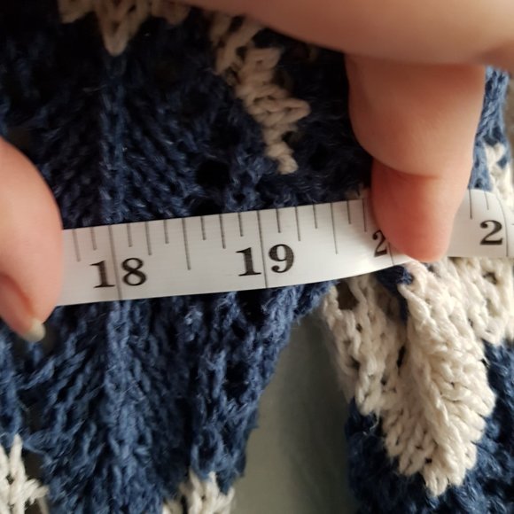 Crochet Blue & White Zig Zag Pattern Sweater - Picture 7 of 8